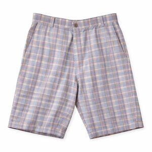 NWT MERONA Men’s Tailored Fit The Club Blue Cotton Plaid Shorts Size 36
